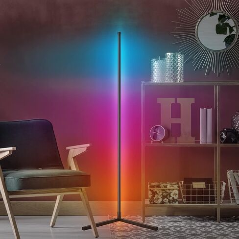 مصباح زاوية طويل القامة RGB - مصباح زاوية RGB قابل للضوء - مصباح زاوية LED متغير اللون - مصباح LED حديث لغرفة النوم أو غرفة المعيشة in Kuwait