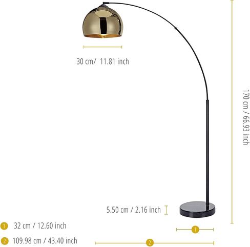 Teamson Home Arquer 66.93" Arc Floor Lamp for Living Rooms, Home Offices, Dining Rooms, Bedrooms with Faux Black Marble Base and Rose Gold Bell Shade in Kuwait