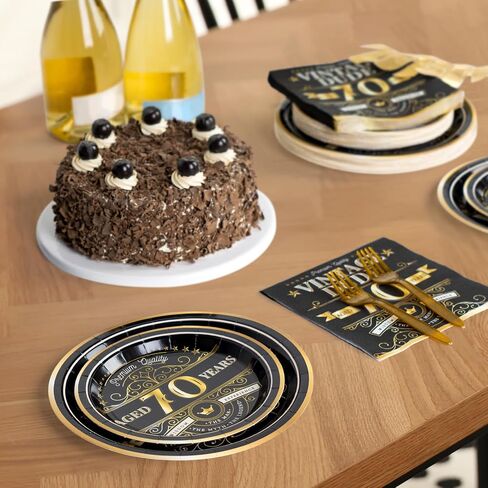 DECORLIFE 96PCS 70th Birthday Plates and Napkins Set Serves 24 Guests, Vintage Dude 1953 Party Supplies, 70th Birthday Decorations for Men in Saudi Arabia