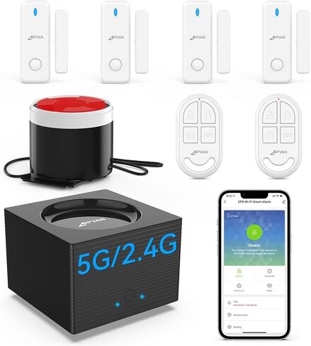 CPVAN Home Alarm System, Door Alarm System with Phone APP Alert, Door Window Sensor, Remote, Alarm Siren for Kids Elders Safety, Fit House Apartment, Compatible with Alexa, 2.4G/5G Wi-Fi 8PCS Kit in Saudi Arabia