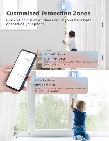 CPVAN Home Alarm System, Door Alarm System with Phone APP Alert, Door Window Sensor, Remote, Alarm Siren for Kids Elders Safety, Fit House Apartment, Compatible with Alexa, 2.4G/5G Wi-Fi 8PCS Kit in Saudi Arabia