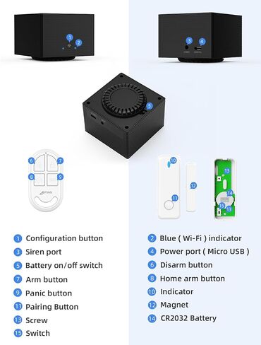 CPVAN Home Alarm System, Door Alarm System with Phone APP Alert, Door Window Sensor, Remote, Alarm Siren for Kids Elders Safety, Fit House Apartment, Compatible with Alexa, 2.4G/5G Wi-Fi 8PCS Kit in Saudi Arabia