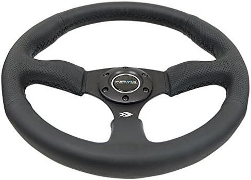 NRG Innovations NRG-RST-023MB-R Reinforced Steering Wheel 350mm Diameter 50mm Depth Sport Leather Racing (2.5" Deep) Comfort Grip 5mm Matte Black Spoke in Saudi Arabia