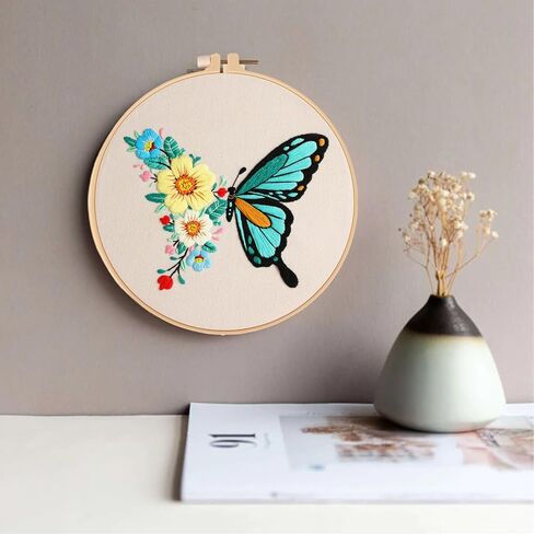 3 مجموعات من أدوات تطريز الزهور للبالغين المبتدئين بنمط التطريز، وأطواق التطريز، ومجموعة الحرف اليدوية (زهرة) in Kuwait