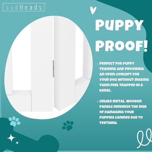 Portable Indoor Folding Gate, Foldable and Expandable Pet Dog Gate for Stairs & Walkways, Collapsible Indoor Baby Gate for Small & Large Spaces, Free-Standing Indoor Fence – White in Saudi Arabia