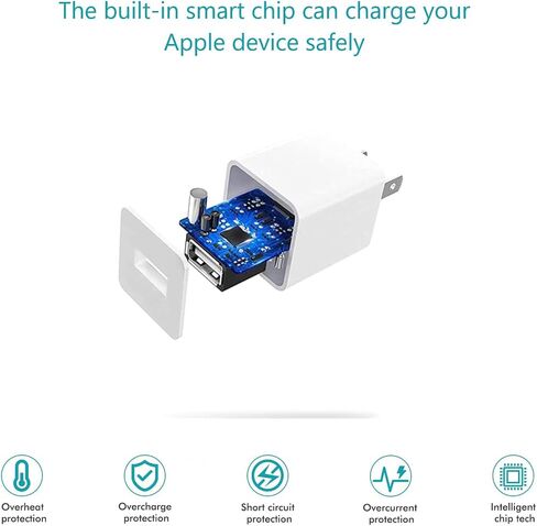 شاحن iPhone، {معتمد من MFi} شاحن iPhone إلى كابل USB للشحن السريع ومزامنة البيانات مع قابس سفر لشاحن الحائط USB متوافق مع iPhone 14/13/12/11/11 Pro/Xs/XR/X/8/8Plus والمزيد in Saudi Arabia