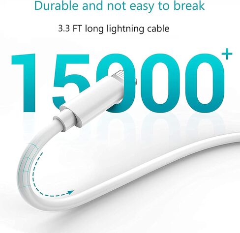 شاحن iPhone، {معتمد من MFi} شاحن iPhone إلى كابل USB للشحن السريع ومزامنة البيانات مع قابس سفر لشاحن الحائط USB متوافق مع iPhone 14/13/12/11/11 Pro/Xs/XR/X/8/8Plus والمزيد in Saudi Arabia