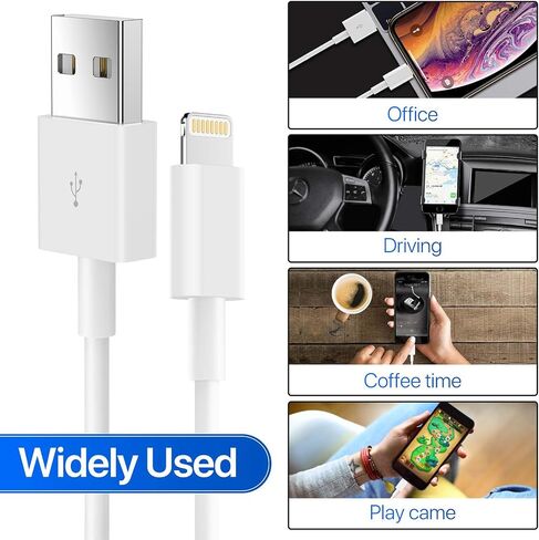 شاحن iPhone، {معتمد من MFi} شاحن iPhone إلى كابل USB للشحن السريع ومزامنة البيانات مع قابس سفر لشاحن الحائط USB متوافق مع iPhone 14/13/12/11/11 Pro/Xs/XR/X/8/8Plus والمزيد in Saudi Arabia