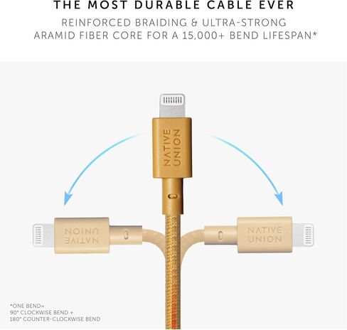 كابل حزام Native Union USB-C إلى Lightning - كابل شحن معزز فائق القوة بطول 4 أقدام مع حزام جلدي [معتمد من MFi] متوافق مع iPhone 14 وiPhone 13 والإصدارات السابقة (Zebra) in Kuwait
