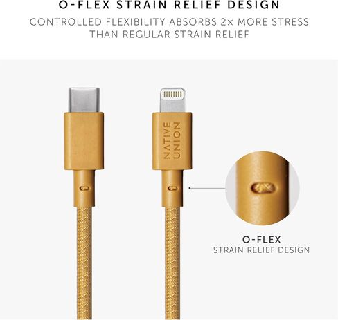 كابل حزام Native Union USB-C إلى Lightning - كابل شحن معزز فائق القوة بطول 4 أقدام مع حزام جلدي [معتمد من MFi] متوافق مع iPhone 14 وiPhone 13 والإصدارات السابقة (Zebra) in Kuwait
