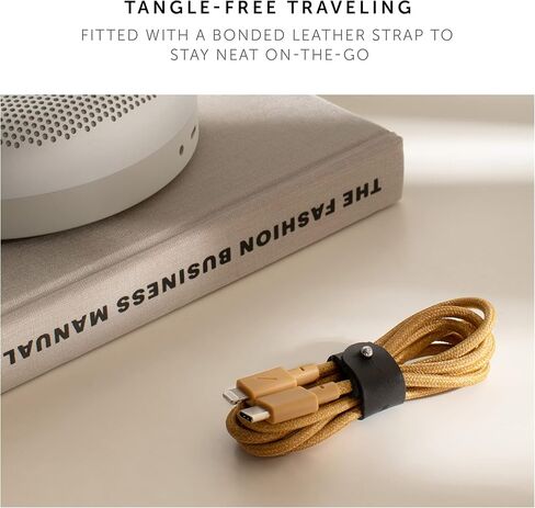 كابل حزام Native Union USB-C إلى Lightning - كابل شحن معزز فائق القوة بطول 4 أقدام مع حزام جلدي [معتمد من MFi] متوافق مع iPhone 14 وiPhone 13 والإصدارات السابقة (Zebra) in Kuwait