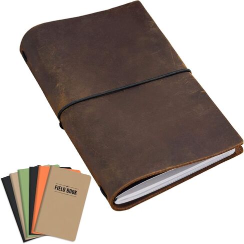 غطاء دفتر يوميات من الجلد المحبب مصنوع يدويًا من شركة Elan Publishing Company مع 5 مجلات (5 × 8 بوصة) - ELAN-58-L1 in Kuwait