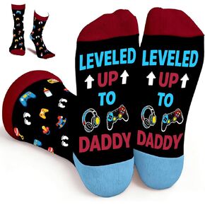 2026 Leveled up to Dad Socks for Gamer Husband Boyfriend Promoted to Dad, First Time Daddy Gifts for New Dad from Wife Pregnancy Announcement,Cool Father's Day for Expecting Daddy Birthday Christmas in Saudi Arabia