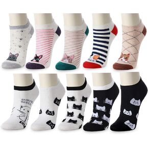10 Pairs Cat Socks for Women- Cute Cotton Funny Animal Ankle Socks Low Cut Sock for Cat Lovers in Saudi Arabia