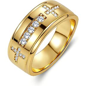 Father Day Gifts for Husband, Mens Wedding Band Non Tarnish Gold Rings Father in Law Gifts Dad Birthday Gift Graduation Gift for Son Eternity Anniversary Engagement Size 7-14 in Saudi Arabia