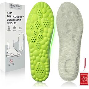 Kids Insoles for Sneakers and Shoes, Memory Foam Insoles with Shock Absorption, Cushioning Shoe Inserts for Boys and Girls, Soft Arch Insoles with Bonus Emergency ID Card in Saudi Arabia