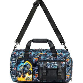 Kids Duffle Bag, Boys Travel Overnight Bag for Toddlers, Truck Weekender Gym Sports Duffel with Shoe Compartment (Black) in Saudi Arabia