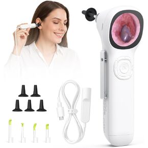ScopeAround Otoscope with Light, 1.45" IPS Display Digital Otoscope, 3.9mm Ear Camera with Ear Wax Removal Tools, Ear Scope with Extention Cable, 6 LED Lights, Capture Photos Videos, White in Kuwait