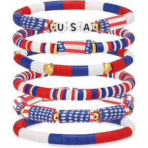 250 Anniversary USA Merchandise 4th of July Bracelet for Women Men Red White and Blue Stretch Bracelets Patriotic Bracelets Jewelry for Independence Day in Saudi Arabia