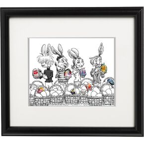 Easter Egg Artists Cartoon/Illustration Signed by Artist, Matted, Quality Framed and Signed (Black) in Kuwait