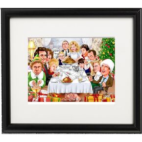 Rockwell Christmas Classic Characters Mashup Illustration Matted, Quality Wood Framed and Signed in Kuwait