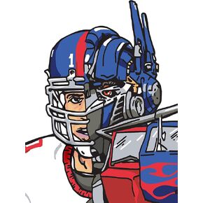 Optimus Eli Manning Football Original Art Signed by Artist Print, Southworth Heavy Linen Paper in Kuwait