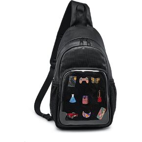 Ita Bag Sling Bag, Transparent Chest Bag with Pin Display, Adjustable Strap Crossbody Bag for Cosplay, Daily Use in Saudi Arabia