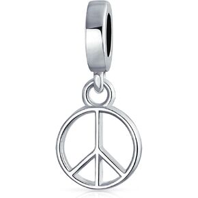 Bling Jewelry .925 Sterling Silver Inspirational Symbol Of World Peace Sign Dangle Charm Bead For Women Teen for Bracelet in Saudi Arabia