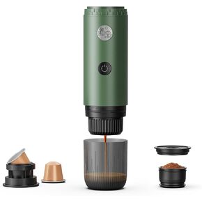 آلة قهوة Espresso المحمولة MINI 12V قابلة لإعادة الشحن 3 في 1 آلة قهوة كهربائية متعددة الوظائف واحد استخراج مفتاح متوافق مع كبسولات NS و DG والقهوة الأرضية لمكتب منزل (أسود) in Kuwait