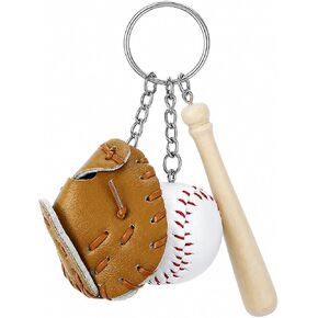 Baseball Keychain Set - 3-Piece Wooden Bat, Ball & Glove Charm for Players, Coaches, Fans - Durable Sports Gifts for Men Women, Gifts for Baseball Enthusiasts in Saudi Arabia