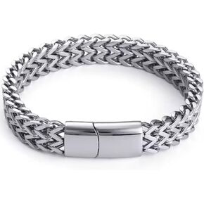 Stainless Steel Bracelet for Men, Magnetic Clasp, Franco Chain Design in Saudi Arabia