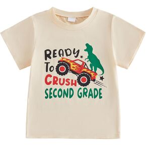 Pudcoco Kids Boys First Day of School Shirt Dinosaur Ready to Crush Pre-k Kindergarten 1st 2nd 3rd 4th 5th Grade T-shirt in Saudi Arabia