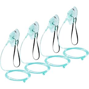 4-Pack Oxygen Mask Medium Size for Adults, Elongated Face Mask with 6.6ft Oxygen Tubing & Adjustable Head Strap, DEHP-Free & Latex-Free (No Cup) in Saudi Arabia