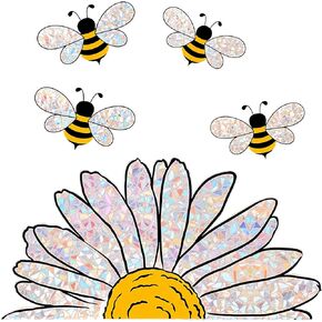 2 Pack Sunflower Window Clings, Bee Window Clings for Glass Windows, Suitable for Spring and Summer (Double-Sided) in Saudi Arabia