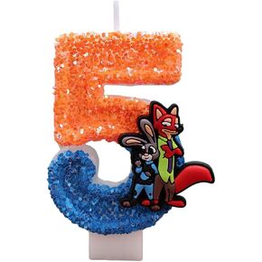 Zootopia2 شموع أرقام عيد الميلاد للكيك، زينة شموع ذات أرقام لطيفة، أعلى كعكة كرتونية، أعلى كب كيك تزيين حفلات أعياد الميلاد (5) in Kuwait