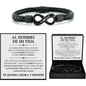 Spanish Card,To My Man,Personalized Custom Name From Wife & Girlfriend, Stainless Steel Braided Bracelet for Men, for Birthday, Anniversary,Father's Day,Valentine's Day,Christmas Gifts in Saudi Arabia