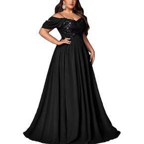 Women's Sequin Plus Size Wedding Guest Bridesmaid Dresses Maxi Gown for Formal Prom Cocktail Party Evening Events in Saudi Arabia