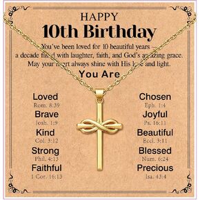 Happy 6th 7th 8th 9th 10th 11th 12th 13th 14th 15th 16th Birthday Necklace Gifts for Girls, 18K Gold Plated Cross Necklace, 316L Stainless Steel Religious Christian Jewelry Gift for Her Women in Saudi Arabia