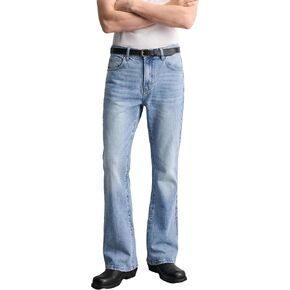 Men's Stretch Regular Fit Bootcut Flared Jeans - Cowboy Cotton Fashion Comfort Denim Pants for Daily Work All Season Wear in Saudi Arabia