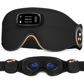 LC-dolida Pro Bluetooth Sleep Mask with White Noise & 3-Colored Lights, Upgraded Chip for Pure Sound, 3D Zero-Pressure Design for Side Sleeping, Total Blackout & Soft Contour, Black in Saudi Arabia