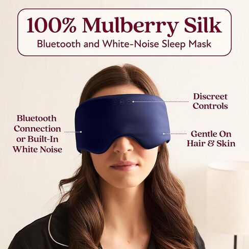SilkSound 100% Mulberry Silk Bluetooth Sleep Mask, Skin-Friendly Sleeping Eyemask with Bluetooth Headphones, Sleep Gifts for Women, Silk Eyemask Headband Headphones for Sleeping Side Speakers in Saudi Arabia