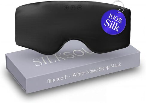 SilkSound 100% Mulberry Silk Bluetooth Sleep Mask, Skin-Friendly Sleeping Eyemask with Bluetooth Headphones, Sleep Gifts for Women, Silk Eyemask Headband Headphones for Sleeping Side Speakers in Saudi Arabia