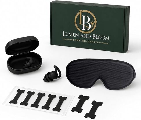 Eye Mask for Sleeping 3-in-1 Sleep Kit for Women & Men – 3D Contoured Blackout Memory Foam Mask, Reusable Silicone Earplugs & 30 Nasal Strips | Travel Sleep Set for Snoring Relief & Deep Rest in Kuwait