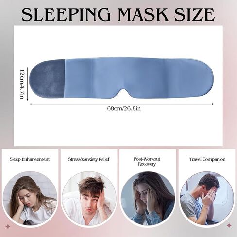 Weighted Sleep Mask for Side Sleepers, 100% Blackout Eye Mask for Sleeping with Adjustable Strap, Dual-Sided Cooling Silk & Warm Cotton Blindfold, Zero Pressure Eye Cover for Travel, Nap & Yoga in Kuwait