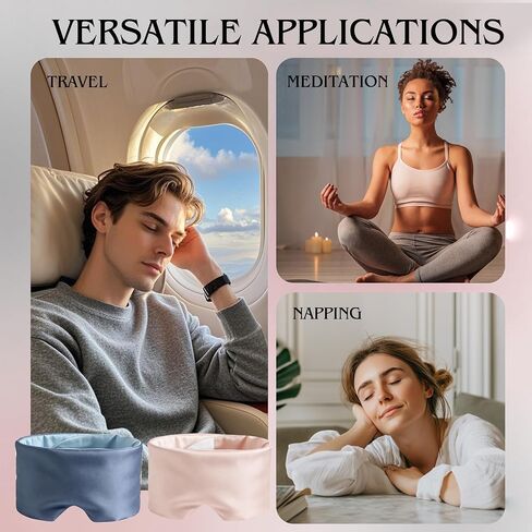 Weighted Sleep Mask for Side Sleepers, 100% Blackout Eye Mask for Sleeping with Adjustable Strap, Dual-Sided Cooling Silk & Warm Cotton Blindfold, Zero Pressure Eye Cover for Travel, Nap & Yoga in Kuwait