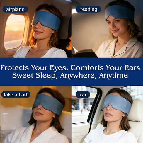 Weighted Sleep Mask for Side Sleepers, 100% Blackout Eye Mask for Sleeping with Adjustable Strap, Dual-Sided Cooling Silk & Warm Cotton Blindfold, Zero Pressure Eye Cover for Travel, Nap & Yoga in Kuwait