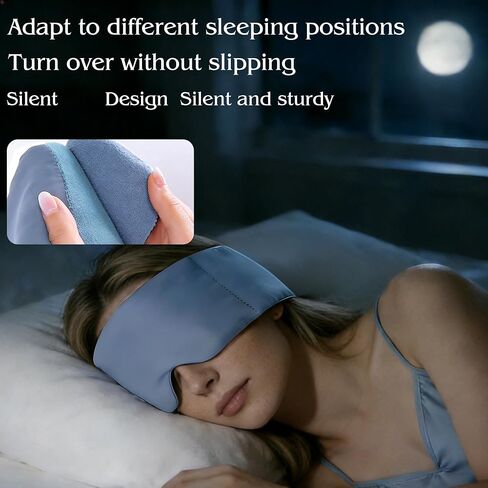 Weighted Sleep Mask for Side Sleepers, 100% Blackout Eye Mask for Sleeping with Adjustable Strap, Dual-Sided Cooling Silk & Warm Cotton Blindfold, Zero Pressure Eye Cover for Travel, Nap & Yoga in Kuwait
