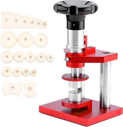 Watch Press Tool Set, Watch Repair Tools & Kits, Aluminum Alloy Watches Back Case Press Tool, with 20PCS Fitting Dies 18mm-50mm, for Watch Back Case Closer, Battery Replacement in Saudi Arabia