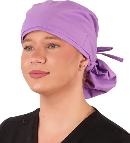 Sparkling EARTH Cotton Big Hair Ponytail Surgical Scrub Cap - Long Hair - Wear it in a Ponytail or Loose - Made in The USA! in Saudi Arabia