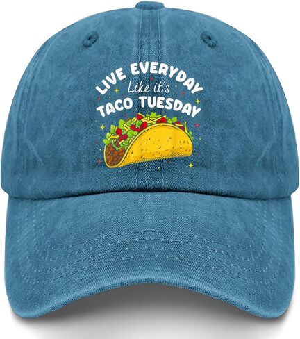 Live Everyday Like It's Taco Tuesday Hat for Daughter Vintage Washed Distressed in Kuwait